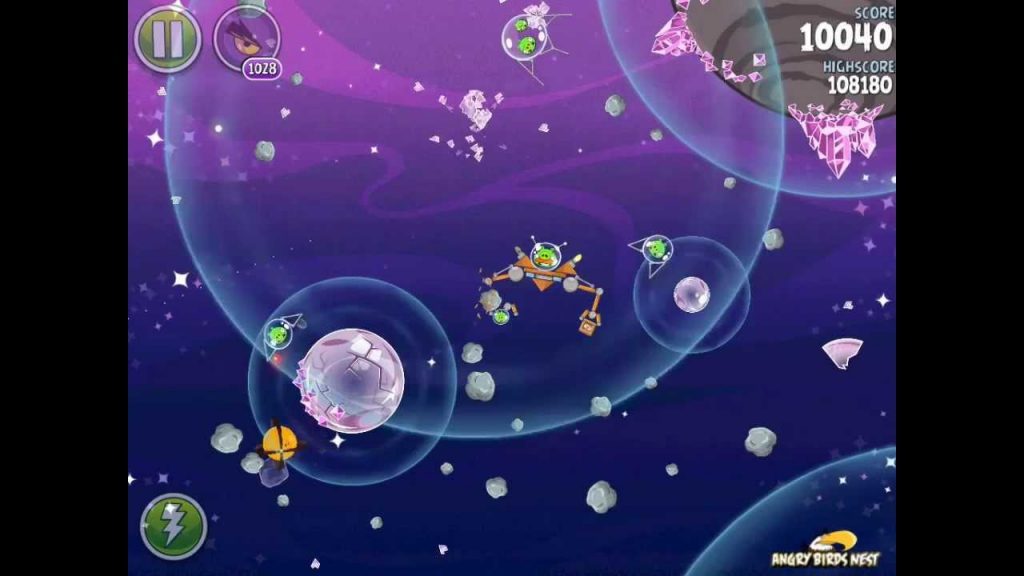 Spielmechanik von Angry Birds kosmische Kristalle